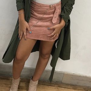 Pink Moto Seude Skirt